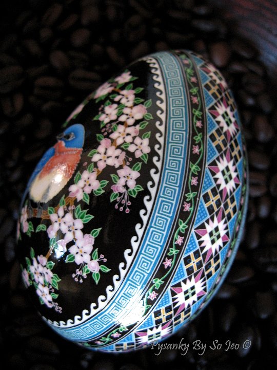 Blue Bird In Apple Tree Ukrainian Easter Egg Pysanky By So Jeo